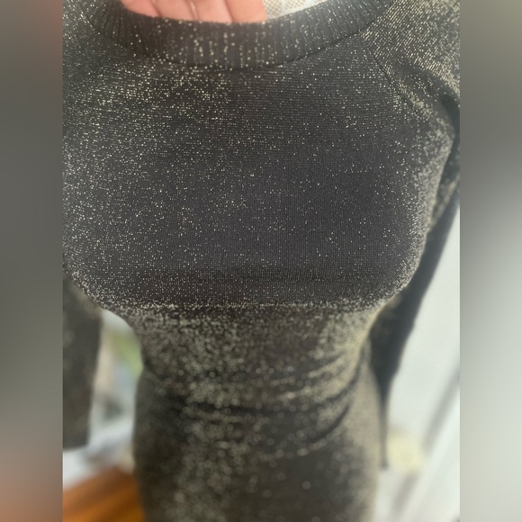 bebe Black Shimmer Long Sleeve Bodycon Dress M/L - Picture 4 of 12